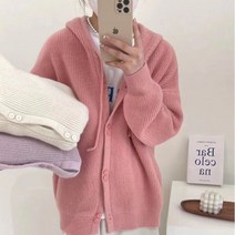 은창]골지 버튼 후드 파스텔 컬러 니트 가디건 봄 여름 가을 겨울 외투 아우터