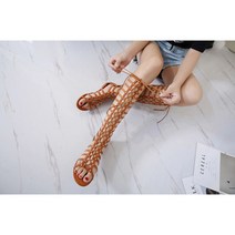(블랙 베이지)글래디에이터 롱샌들 부츠 여름부츠 스트랩 샌들 블랙 레드 실버 골드 발렌티 스타일