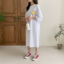[코지23] 여자 아방 짜리몽땅 7부 긴팔에 루즈 박스핏 롱원피스