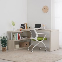 바이올렛퍼니쳐 중고등학생 성인 스터디 컴퓨터 ㄱ자 책상 B-SET 1600, 아이보리