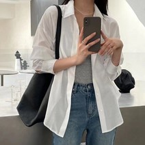 여성 뒷트임 블라우스 셔츠 봄 남방셔츠 백 슬릿 캐주얼 셔츠 루즈핏 블라우스