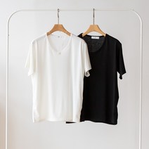 코코세븐 1+1 국내생산 여성 빅사이즈 젤리 스판 유넥 반팔 티셔츠 L XL 2XL