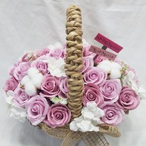 영하우스 생일꽃바구니 비누꽃 축하꽃 개업꽃 해바라기꽃 기념일 부모님 생신선물 어버이날 꽃바구니 생신 환갑꽃 칠순꽃바구니 팔순꽃 승진꽃 꽃배달 선물, 장미수국꽃바구니 핑크+사랑합니다