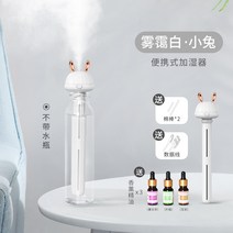 가정용 차량용 휴대용 usb 가습기 정음 미니공기청정기, T07-토끼 화이트-오일 3병(없음, 기본