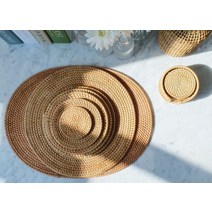 라탄 컵받침 티코스터 냄비받침 소형 대형 원형 타원 인테리어 테이블 매트 쏠리또, 원형 받침대 35cm