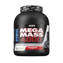 증가 WEIDER 메가 매스 4000 증가 쉐이크 딸기 단백질 크레아 퓨어 크레아틴 모노 하이드레이트 복합 탄수화물 비타민 및 미네랄 함유 근육 형성 쉐이크 3kg