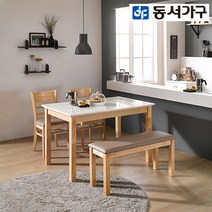 동서가구 클리드 대리석 4인 벤치식탁세트 DF906983, 상판스퀘어-프레임웬지