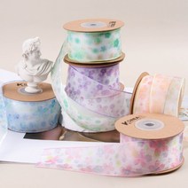 에일린리본 로잔느 오간디리본 리본공예diy 포장리본 꽃집리본 포장끈, 3.8cm, 1마 90cm, 02블루
