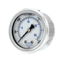 PRO-EDGE INDUSTRIAL PNEUMATICS AND CONTROLS 액체 충전 센터 백 마운트 압력 게이지 5.1cm(2인치) 다이얼 0-300 PSI 0.3cm(, 2