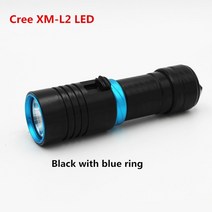 해루질 수중랜턴 방수 스쿠버 다이버 써치라이트 랜턴 XML2 LED 다이빙 손전등 울트라 브라이트 1200 루멘 수중 100m 휴대용 램프 라이트, Black with blue ring