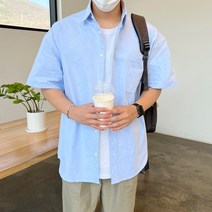 시티보이 옥스포드 포켓 박스핏 오버핏 여름 반팔 셔츠