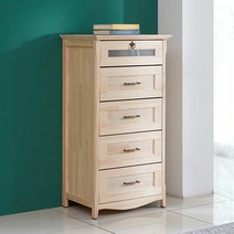[로쏘] 모던클래식 원목 싱글 5단 서랍장, 색상:그레이오크