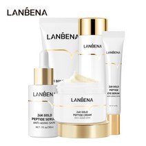 Lanbena란 베 나 24K 골 드 안 티 에이 징 세트 펩 티 드 폼 클 렌 징 폼 폼 클 렌 징 폼 뷰 티 크림 프 라 이 머 토 너 아이 에센스 5 개