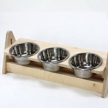 오로라펫 애견식기 원목식기 스텐식기, 3구