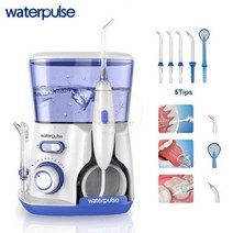Waterpulse 구강 세척기 V300 치과 치아 미백 5 개 워터 제트 800ml 가족 관리를 위한 플로셔, 01 blue_01 UK