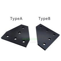 1 pcs T 슬롯/L 모양 블랙/실버 접합 플레이트 v-슬롯 알루미늄 프로파일 3D 프린터 CNC 기계, [02] type B, [02] 은