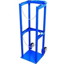 가스통 거치대 안전 보관함 질소통 LPG 보관대 40L, 바퀴가 달린 파란색 아세틸렌