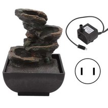 실내분수 미니연못 분수대가습 테이블 탑 물 분수 내구성 수지 4 층 LED 라이트 폭포 사운드 데스크 홈 오, 03 US 110V
