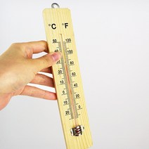 원목 알코올 온도계 화씨 섭씨 측정 눈금표시 걸이형, 원목 온도계 (화씨＋섭씨)