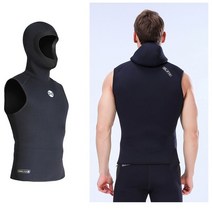 서핑슈트 후드 서핑복 잠수복 후드가 있는 조끼 3mm 열 네오프렌 민소매 상단 및 하단 다이빙 서핑 남성용 투피스, [03] L, [01] 1403B 3mm