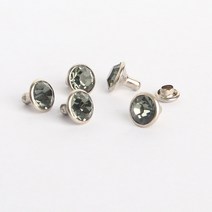 스냅단추 똑딱이단추 100 세트 8mm 그레이블랙 다이아몬드 유리 크리스탈 라인석 리벳 가죽 실버 메탈 베이스 의류 가방 Leathercraft