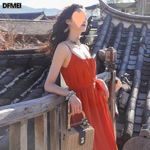 DFMEI 나시 원피스 롱 바캉스 비치 스커트 해변으로 가기 좋은 스커트
