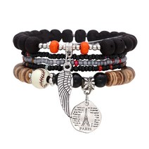 LIU 4 개/대 lava 돌 bracelet bangles heart 합금 펜 던 트 beads 보헤미안 대 한 women D