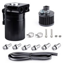 250ml 오일 저수지 연료 캐치 탱크 (에어 필터 포함) 오일 캐치 캔 키트 자동차 범용 배플 알루미늄 레드, 03 Black