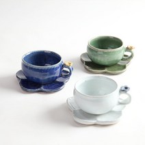 꽃잎 주물럭 쌍화차잔 대추 생강 한방차잔 3color, 블루