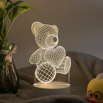 라이트테라피 취침등잠자는 빛 침실 테이블 램프 3D 로맨틱 사랑 LED 야간 조명 장식 아크릴 탁상용, 05 H