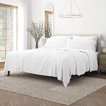 Merit Linens 통기성 호텔 스타일 퀸 침대 시트 | 4피스 모던 네이비 세트 딥 포켓 경량 아늑한 쉬운 관리 기본 침구 (퀸 릴리 네이비) [미국 직배송]