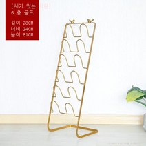 라오농 현관 골드 철재 실내화 정리대 북유럽 감성 공간 활용 인테리어 슬리퍼 거치대 꽂이 3단 4단 5단+HTT03X, 6 층 금색 (띠새 있음)
