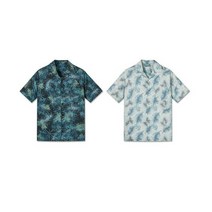 코오롱스포츠 남성 변형 카라 프린트 셔츠 파인 네이비 페일 민트 전판 오버핏 VHSCM20731 PNA PMI