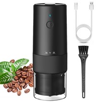 Holotap 무선 전동 커피 그라인더 세라믹날 워셔블 원두그라인더, 검은색