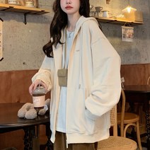 넷투넷코리아 여성 캐주얼 자켓 빅사이즈 루즈 기본 무지 후드 집업
