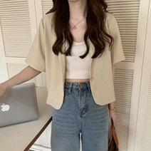 반팔린넨자켓 클래식 재킷 커리어우먼 힙한 지금입기좋은 루즈핏 크롭 싱글 여름