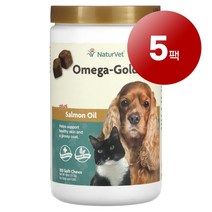 리암마켓 NaturVet 네이처벳 강아지 고양이용 면역 건강한 피부 털 관리 보충제 오메가 연어 오일 소프트츄 180개 1팩, 5팩