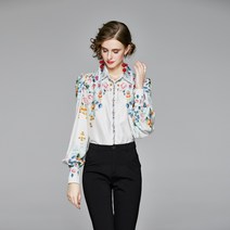 OnePick [안심구매 무료교환] 여자 인싸 러블리 플라워 프린팅 블라우스