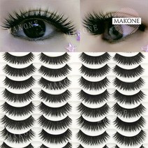 Makone 상표등록 촘촘하고 가늘고 긴 속눈썹 일상 무대 속눈썹 10쌍, 기본값