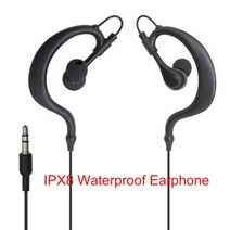 휴대용오디오 IPX8 방수 이어폰 MP3 헤드폰 귀 후크 3.5mm 잭 수영 다이빙 유선 헤드셋 휴대 전화 플레이어, [02] black