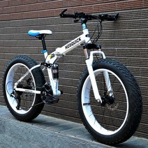 광폭타이어자전거 MTB 오프로드 20 24 26 인치 더블 브레이크 접이식 산악자전거, 화이트, 21-24단, 20-24-26인치