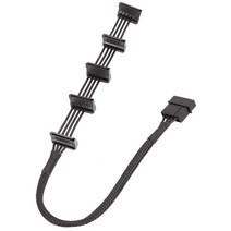 1고품질 실용적인 내구성 PC 서버 4 핀 IDE Molex ~ 5 SATA 전원 케이블 어댑터 분배기 18awg 검정 40cm, 한개옵션0