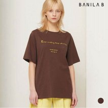 바닐라비 여성 브라운톤 레터링 티셔츠