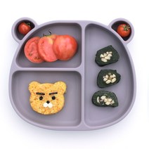 빅풋실리콘 빅풋흡착식판 아이주도 유아식판 이유식식판 이유식기 프리미엄실리콘 흡착식판 blw 아이주도유아식, 1Ea, 01빅풋흡착식판-라일락(그레이)-베어