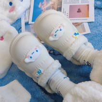 귀여운 시나모롤 산리오 키티 디자인 부드러운 층간소음 방지 슬리퍼 실내화 사무실 거실 실내 털 보온 겨울 여름 거실화 커스텀 기능성, B + 230~235