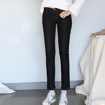 원타임 여성용 털기모 스판 베이직 슬림 일자데님팬츠