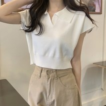 메이킹유 반팔 무지 카라넥 여름스웨터 크롭 기본니트 21019오웬니트