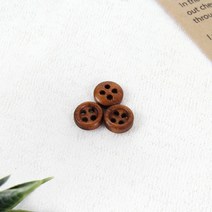 JSTrading (10개) 4구 나무단추 9mm-엔틱브라운 단추, 10개