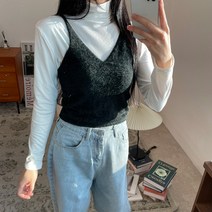 [2+1 랜덤컬러추가증정] 앙고라퍼 뷔스티에 나시티 레이어드 끈 뷔스띠에