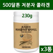 500달톤 저분자 피쉬콜라겐 펩타이드 분말 가루 수용성 어류콜라겐 초저분자 500da 생선껍질 어류비늘 이너뷰티 피부 뼈 효능 추천 제품, 3공, 230g